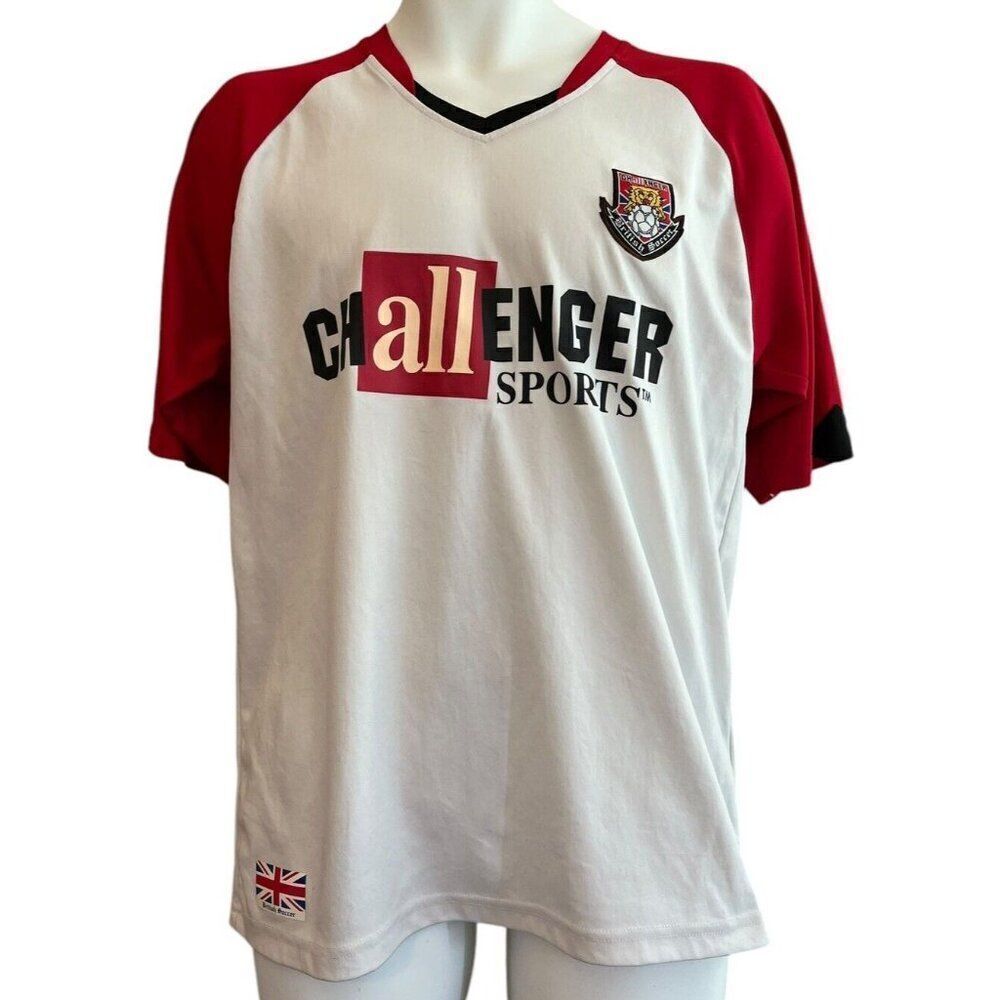 Mens M Challenger Sports British Soccer Short Sleeve Futbol Jersey Shirt Sewn